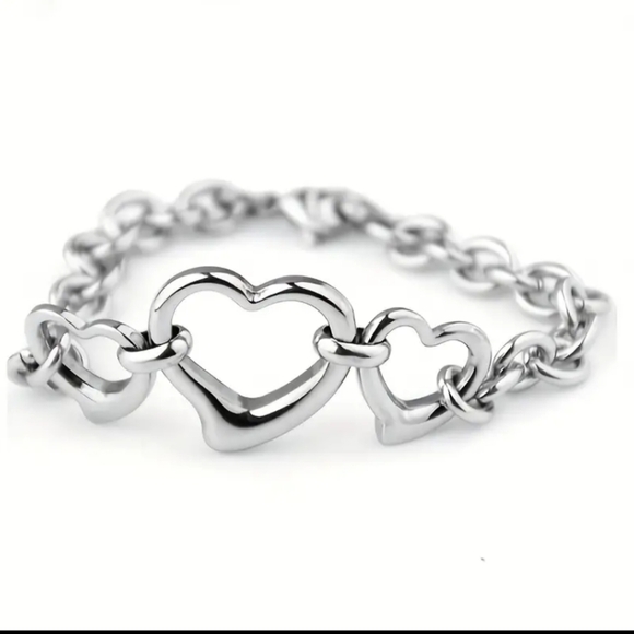 Jewelry - NWOT Stainless Steel Love Heart Pendant Necklace And Bracelet